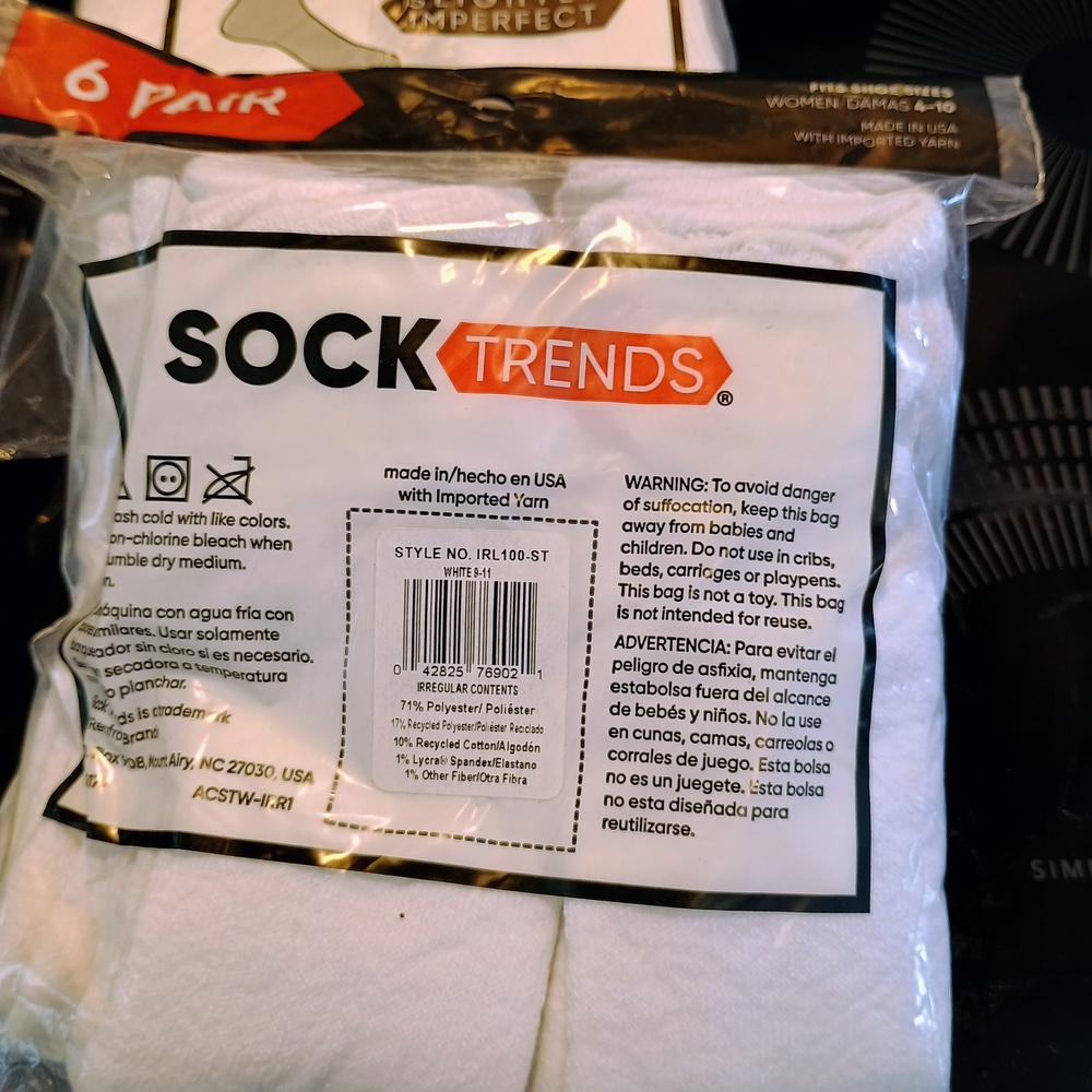 White Crew Socks - 6 Pair Pack - Picture 3 of 3